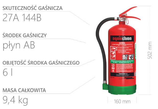 Gaśnica Fluorine-Free 6l dane techniczne
